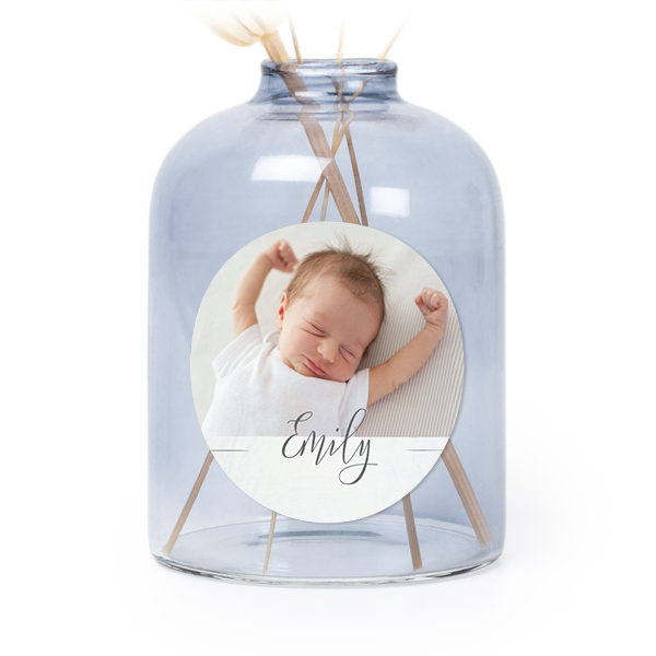 Glazen vaasjes blauw met ronde sticker - set van 6