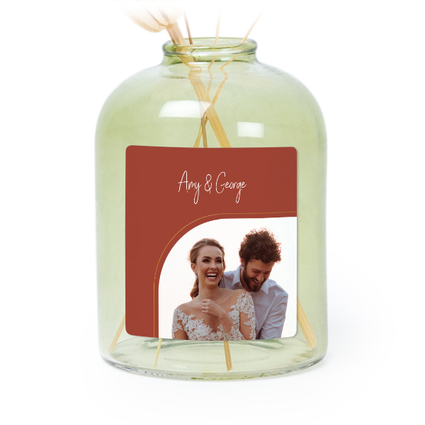 Personalised Green Glass Vase with Square Stickers – Set of 6