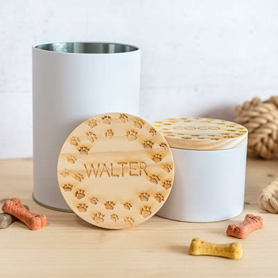 Tin jar with wooden lid - set of 2